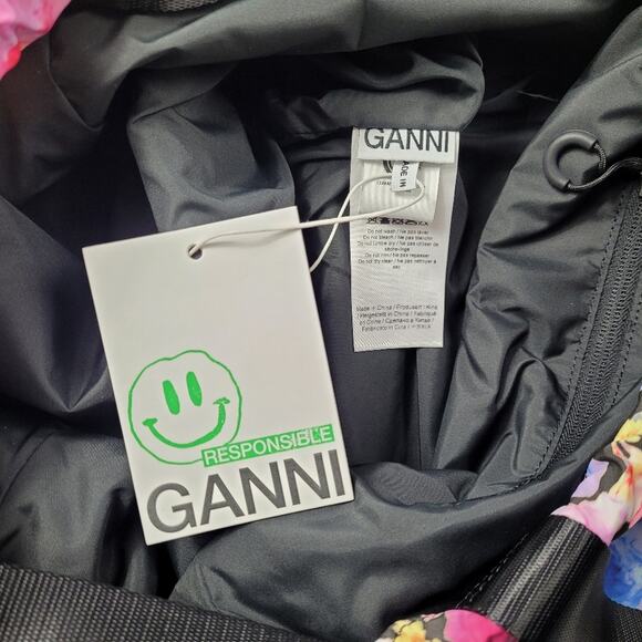 NWT Ganni Recycled Polyester Floral Drawstring Tote - Picture 12 of 16